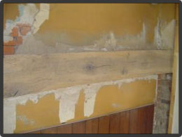 Sandblasting paint & wallpaper removal from oak beam